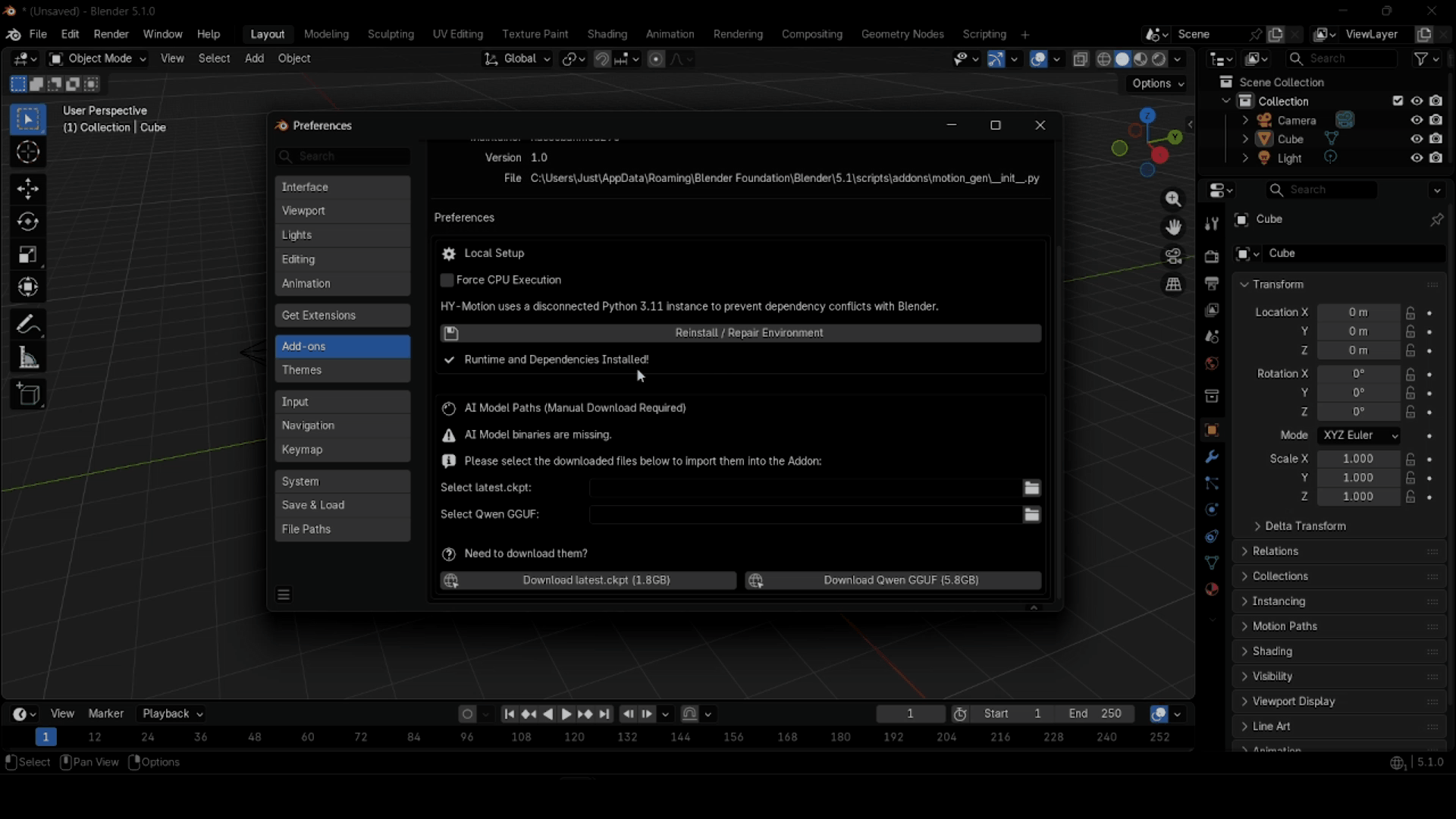 Model download and import process